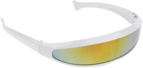 Vista 4 de Gafas de sol futuristas estrechas cíclopes robot espacial disfraz de color blanco color blanco