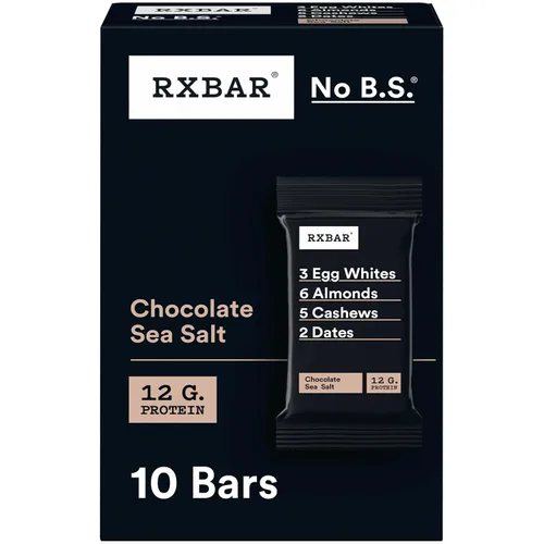 Vista 9 de RXBAR Barritas de proteína, 12g de proteína, snacks sin gluten, chocolate con sal marina (6 cajas, 30 barras)