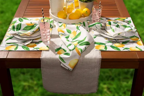 Vista 6 de DII Lemon Bliss - Mesa para exteriores, colección resistente a las manchas e impermeable, camino de mesa, 14 x 72 pulgadas