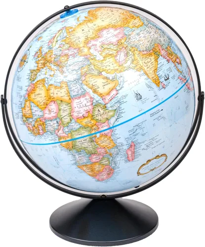 Vista 5 de Replogle Barcelona (Negro) Globo de escritorio de 16 pulgadas con información actualizada, mapa en relieve elevado y montaje giromático de swing