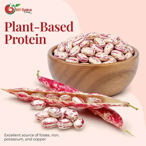 Vista 3 de NY Spice Shop Frijoles secos de arándano - Frijoles Borlotti secos de 1.5 libras - Frijoles romanos - Frijoles de arándano romano naturales