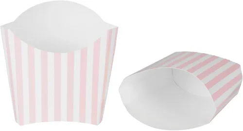 Vista 24 de Restaurantware Bio Tek - Taza de papas fritas desechables de 4.7 x 3.5 x 5.1 pulgadas, 100 vasos desechables para refrigerios, papel azul y blanco