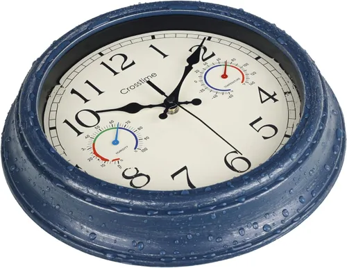 Vista 6 de Crosstime - Reloj de pared retro de 12 pulgadas para interiores y 12" azul