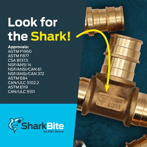 Vista 5 de SharkBite 1-1/2 Inch Expansion MNPT Adapter for PEX-A Pipe, Pack of 10, Brass Plumbing Fittings, Male NPT Adapter for PEX-A Tubing, UAB114140M