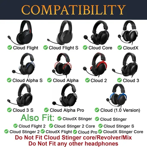 Vista 2 de SOULWIT Almohadillas de Gel de Reemplazo para Auriculares HyperX Cloud 1/2/3/Pro/Core, Cloud Alpha/Flight/Stinger Series, CloudX Stinger/Flight Negro