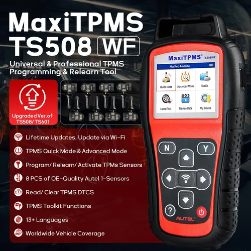 Vista 2 de Autel MaxiTPMS TS508WF KIT WiFi TPMS Programación Herramienta Programa MX-Sensores Activate, relearn, program 315/433MHz MX-Sensor, read & clear