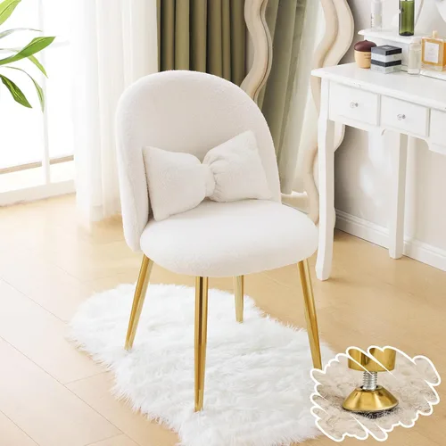 Vista 19 de Vingli Silla de Maquillaje de Pétalos con Respaldo, Silla Linda de Escritorio para Niñas Cómoda Sin Ruedas, Silla Moderna de Comedor, Silla