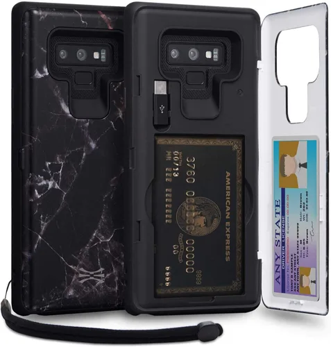 Vista 9 de TORU CX PRO - Funda para Galaxy Note 9, con tarjetero Funda protectora delgada con tarjetas de crédito ocultas, cartera con compartimento