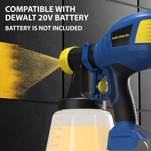 Vista 6 de Pulverizador de pintura sin escobillas inalámbrico para batería Dewalt 20V, 4 boquillas, viscosidad de 150 Din/s, tasa de flujo de 1000 ml/min