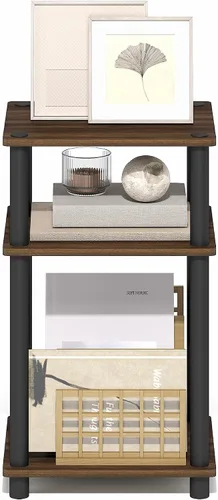 Vista 6 de Furinno Turn-N-Tube - Mesa auxiliar de 3 niveles sin herramientas, compacta