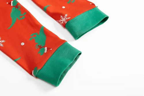 Vista 9 de Pijamas de Navidad para niños pequeños y niñas, 100% algodón, dinosaurio, estrellado, ropa de dormir de manga larga, 2 piezas, ropa para niños