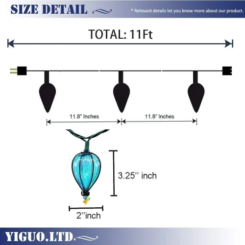 Vista 4 de 11 pies de luces de cadena multicolor con 10 bombillas, luces LED decorativas impermeables y conectables con certificación UL para colgar en patio