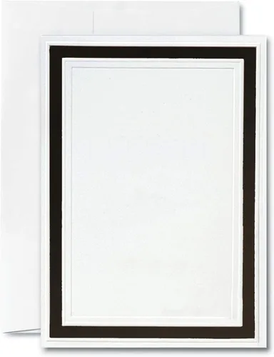 Vista 2 de PaperDirect Invitaciones planas blancas en relieve prístinas con borde de lámina negra, 28
