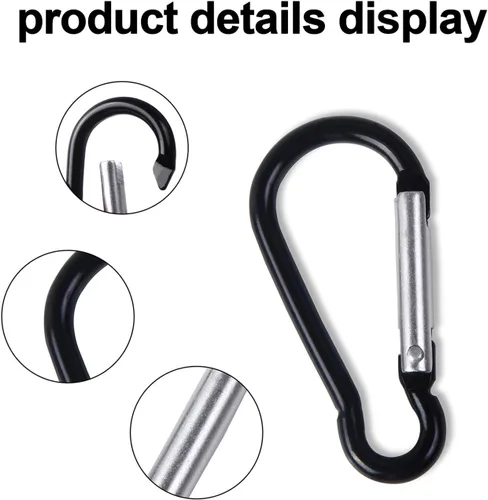 Vista 3 de UPINS Llavero de aluminio mosquetón clip de resorte D forma gancho duradero accesorios deportivos