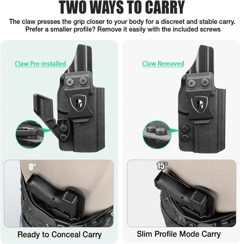Vista 5 de WARRIORLAND IWB Funda Kydex, Select Fit Springfield XD MOD.3, Canik Mete MC9, Taurus GX2/G2C/G3C/G3, 1911, FN Reflex, HK VP9, Ruger Security 380