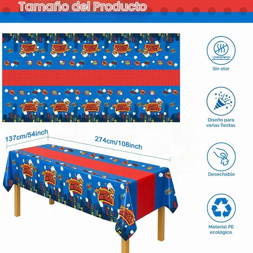 Vista 6 de Mantel rectangular de 3 piezas para decoración de fiestas de cumpleaños, mantel de plástico de 108 x 54 pulgadas, desechable, suministros