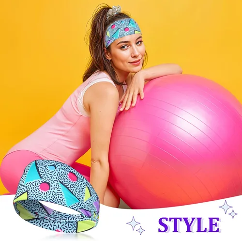 Vista 5 de Paquete de 4 diademas vintage de neón de los años 80 y 90, bandas deportivas retro suaves de los años 90, accesorios de atuendo para mujeres