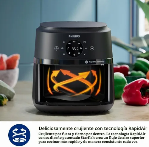 Vista 6 de Philips Freidora de aire serie 2000 – Sartén de 4.4 cuartos de galón (4.2 L), 13 funciones de cocción, tecnología RapidAir, cocción saludable con un