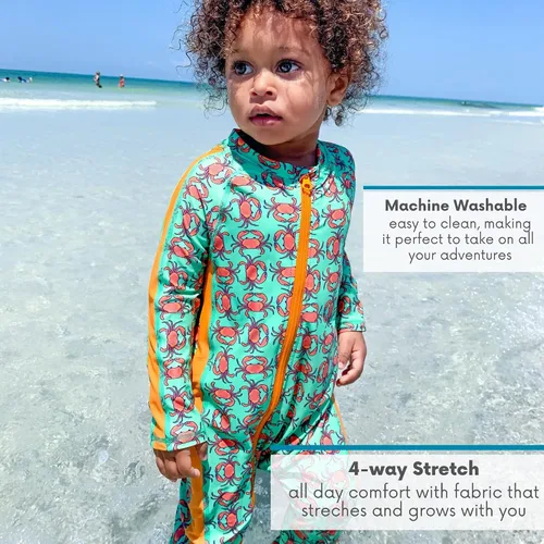 Vista 5 de SwimZip - Traje de baño de manga larga para niño, con protección UPF 50+