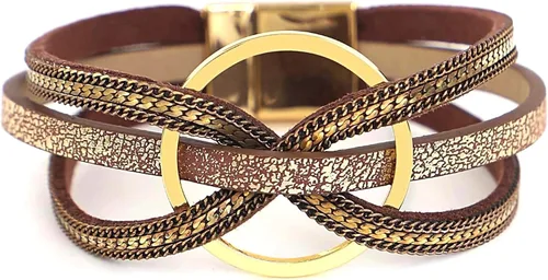 Vista 40 de Fesciory - Pulsera de leopardo para mujer, estilo bohemio de cuero multicapa con perlas de cristal
