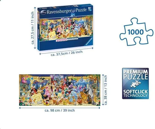 Vista 2 de Rompecabezas panorámico de Disney de Ravensburger, 1000 piezas