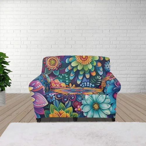 Vista 52 de Boatee Fundas de sofá de 1 pieza con diseño de copo de nieve azul, fundas elásticas para sofá, 1 cojín, protección de muebles, decoración para sala
