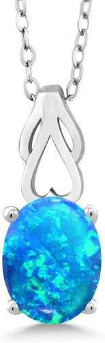 Vista 88 de Gem Stone King Collar de plata de ley 925 con piedra natal ovalada de 0.354 x 0.276 in Collar con colgante solitario para mujer Con cadena
