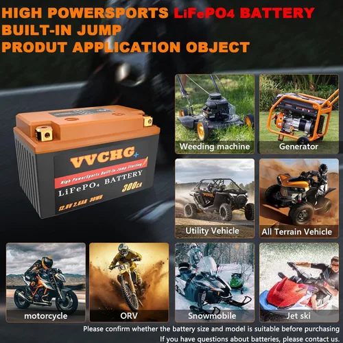 Vista 2 de Batería de 12 voltios, batería de motocicleta 12V 2.5Ah 300A de litio, batería Lifepo4 para ATV, patinete, moto de nieve, motocross, batería