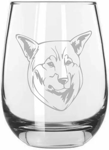 Vista 128 de Shar Pei (chino) - Vaso de vino sin tallo grabado para perro, 15.25 onzas