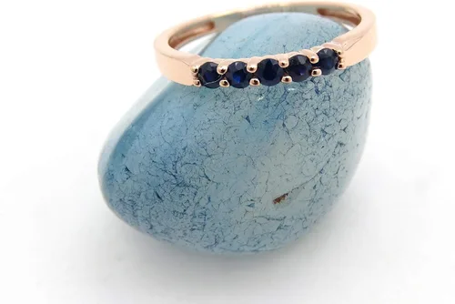 Vista 39 de Dazzlingrock Collection Anillo de boda redondo de 5 piedras preciosas o diamantes para mujer en oro macizo de 10 K/14 K/18 K