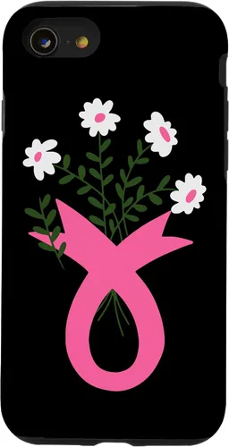 Vista 18 de Flower Jar Pink Ribbon Breast cancer Awareness Month Women Case for iPhone 16