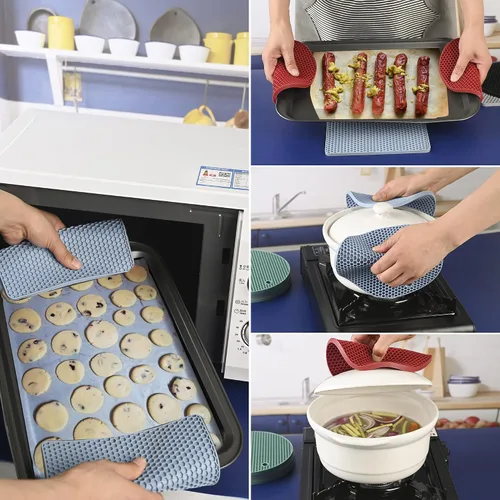 Vista 4 de Salvamanteles de silicona para platos calientes, soportes de silicona para ollas de cocina, salvamanteles para cocina, salvamanteles para ollas