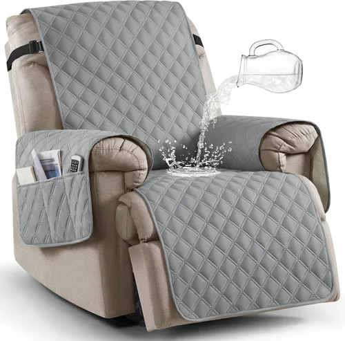 Vista 15 de Ruaozz Funda para Silla Reclinable 100% Impermeable Antideslizante Funda Reclinable para Silla Reclinable Funda de Asiento de Silla Lavable con Beige
