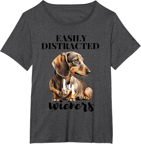 Vista 23 de Easy Distracted By Wieners Dachshund - Camiseta divertida para perro Weiner, Azul