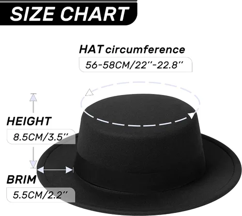 Vista 3 de Sombreros de Fedora para hombres y mujeres, sombreros de pastel de cerdo, sombreros de ala ancha para hombres y mujeres