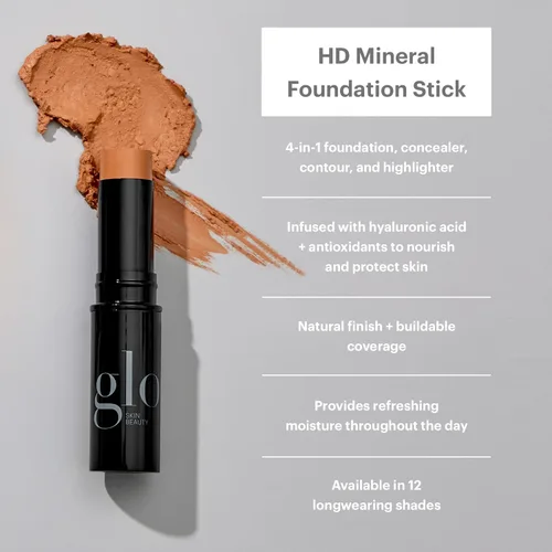 Vista 2 de Glo Skin Beauty Base mineral HD en barra – Corrector de maquillaje infundido con ácido hialurónico – Cobertura construible, contorno e iluminador