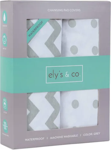 Vista 6 de Ely's & Co. Funda impermeable para cambiador, juego de 2 sábanas para bebé, 100% algodón, sábanas de algodón de punto jersey con forro impermeable
