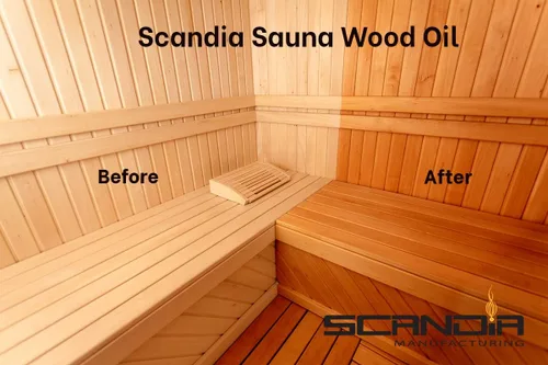 Vista 3 de Aceite de madera de sauna totalmente natural para restaurar y proteger saunas Aplicación interior y exterior Aroma de cedro Tamaño de 1 galón