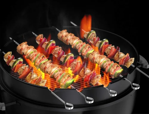 Vista 4 de Only Fire - Juego de anillos para asador con brocheta Kabob para hervidor Weber de 22 1/2 pulgadas y otras parrillas de carbón similares