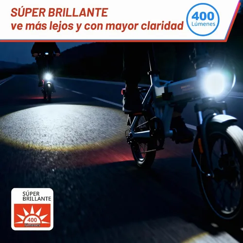 Vista 5 de Faro eléctrico de bicicleta con conector macho de 2 pines, 4 piezas LED de 400 lúmenes, compatible con 24 V, 36 V, 48 V, luz delantera