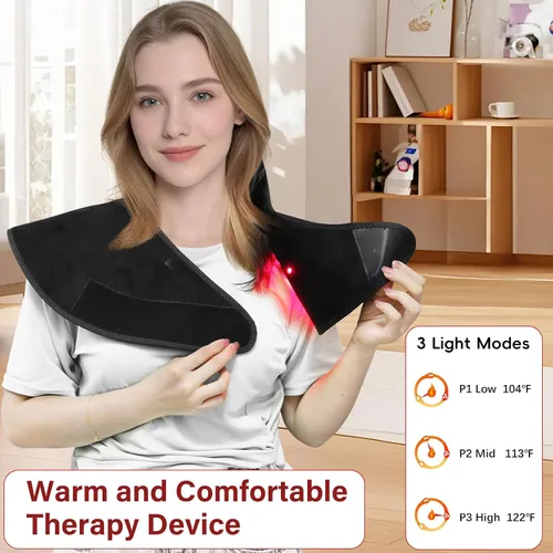 Vista 5 de Terapia de luz roja inalámbrica para hombro y cuello, envoltura de terapia de luz roja de 650 nm, envoltura térmica para relajación muscular