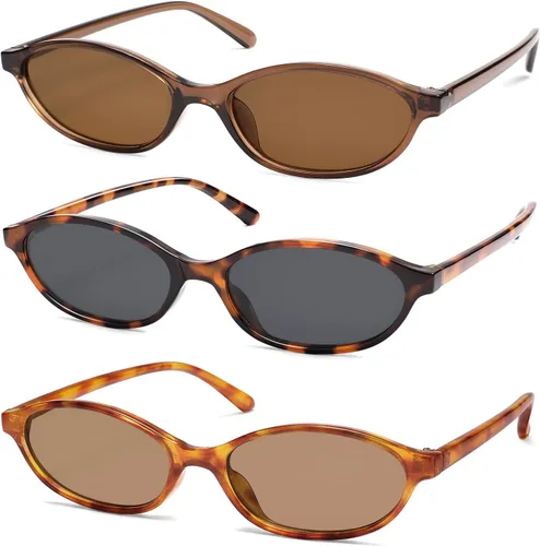 Vista 25 de Gafas de sol retro ovaladas de ojo de gato para mujer, Y2k, gafas de sol estrechas de moda, gafas de sol de diseñador AR82253