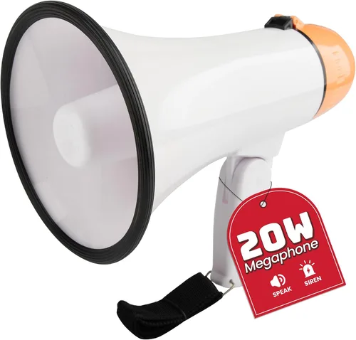 Vista 23 de MyMealivos 20W Megaphone Bullhorn, Built in Siren & 240s Recording, 5.4"×8.6" Portable Megaphone with Volume Control Cover Up to 300 feet+ for