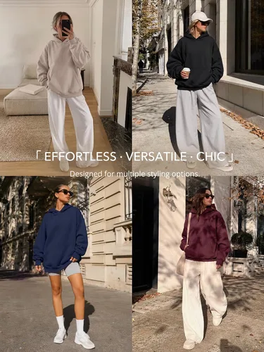 Vista 6 de Trendy Queen Womens Hoodies Oversized Sweatshirt Blanco