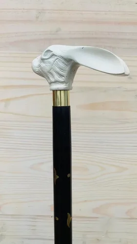 Vista 5 de Bastón de madera con mango de conejo victoriano Steampunk