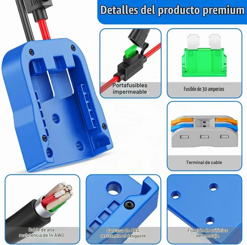 Vista 3 de Crivnhar Power Wheels - Adaptador de batería compatible con baterías Kobalt de 24 V Max, terminales de cable de calibre 14 con protección