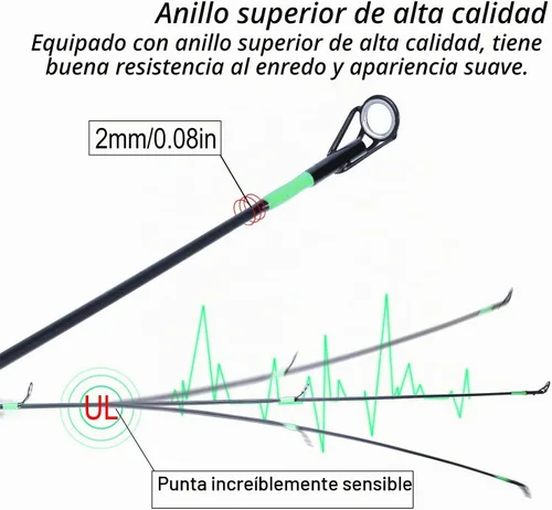 Vista 3 de Sougayilang Cañas de pescar flexibles, cañas giratorias y cañas de fundición, cañas de trucha ligeras, 2 piezas, mango de corcho, pesca de cangrejo