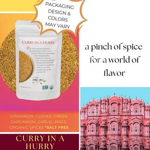 Vista 4 de Spice Hut - Condimento orgánico en polvo de curry a prisa por Spice Hut, sin sal, explosión de sabor indio para cualquier plato, especias masala