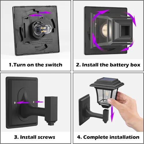 Vista 8 de LeiDrail Luces solares para valla, 2 modos de luces solares de pared con bombilla Edison, accesorios de casa de juegos al aire libre, impermeables