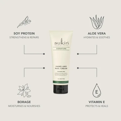 Vista 3 de Sukin - Crema de manos y uñas, colección Signature para manos secas, 4.23 fl oz 125 mL